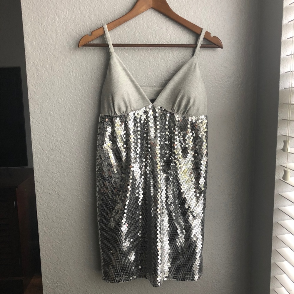 LaRok | Silver Sequin Mini Holiday Dress